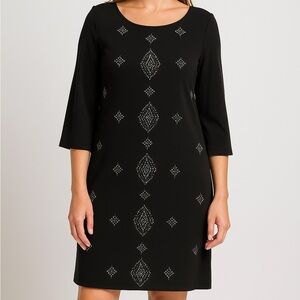 White House Black Market black studded and rhinestone shift dress